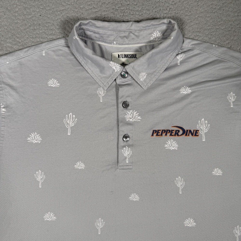 Linksoul Shirt Mens Large Gray Pepperdine University Golf Polo Casual Preppy